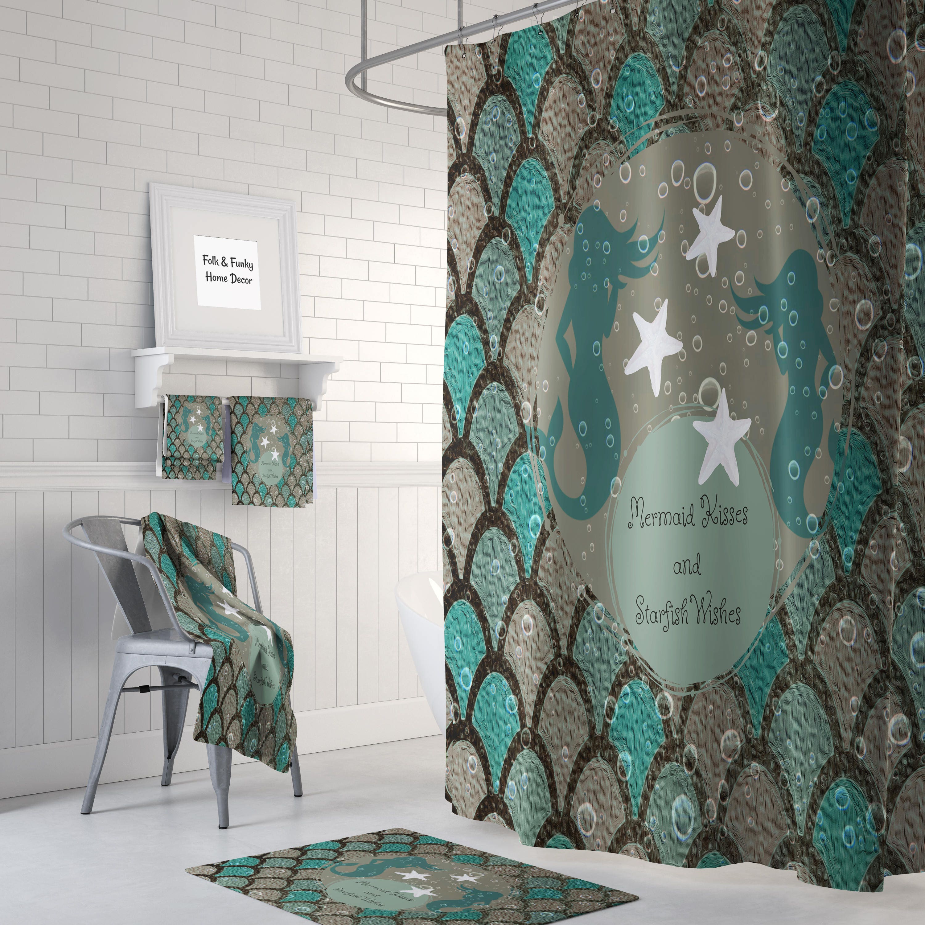 Mermaid Shower Curtain, Mermaid Theme Bathroom Decor | Disney Blanket