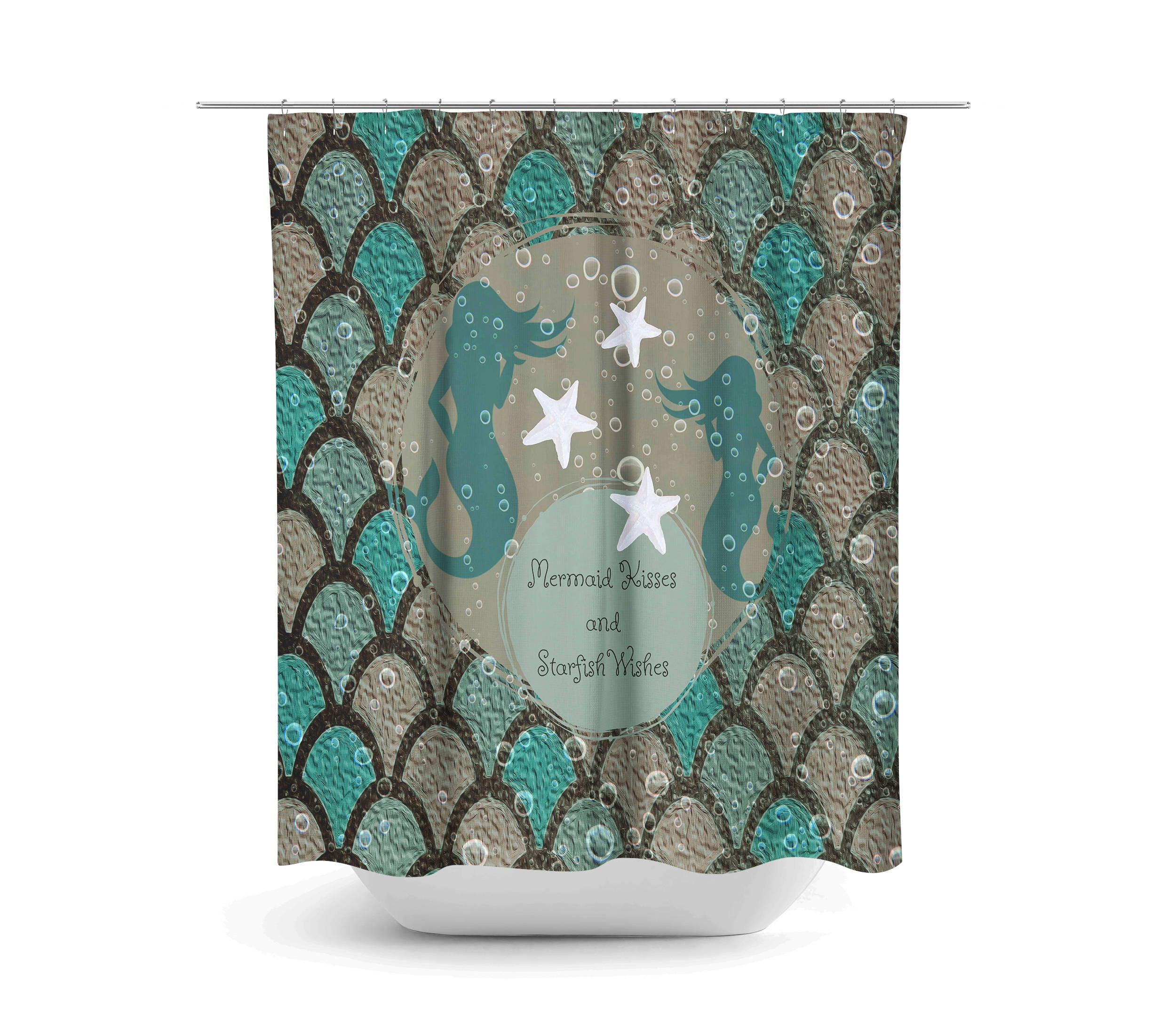 Mermaid Shower Curtain, Mermaid Theme Bathroom Decor | Disney Blanket - Image 2