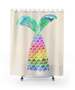 Mermaid Tail Shower Curtain, Dorm Room Decor, Girl's Bathroom | kids bathroom shower curtain