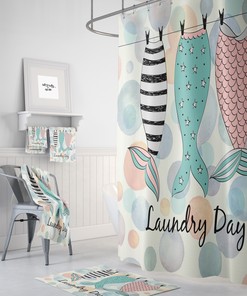 Mermaid Tail Shower Curtain with Mermaid Bathroom Decor, Perfect for Mermaid Lovers