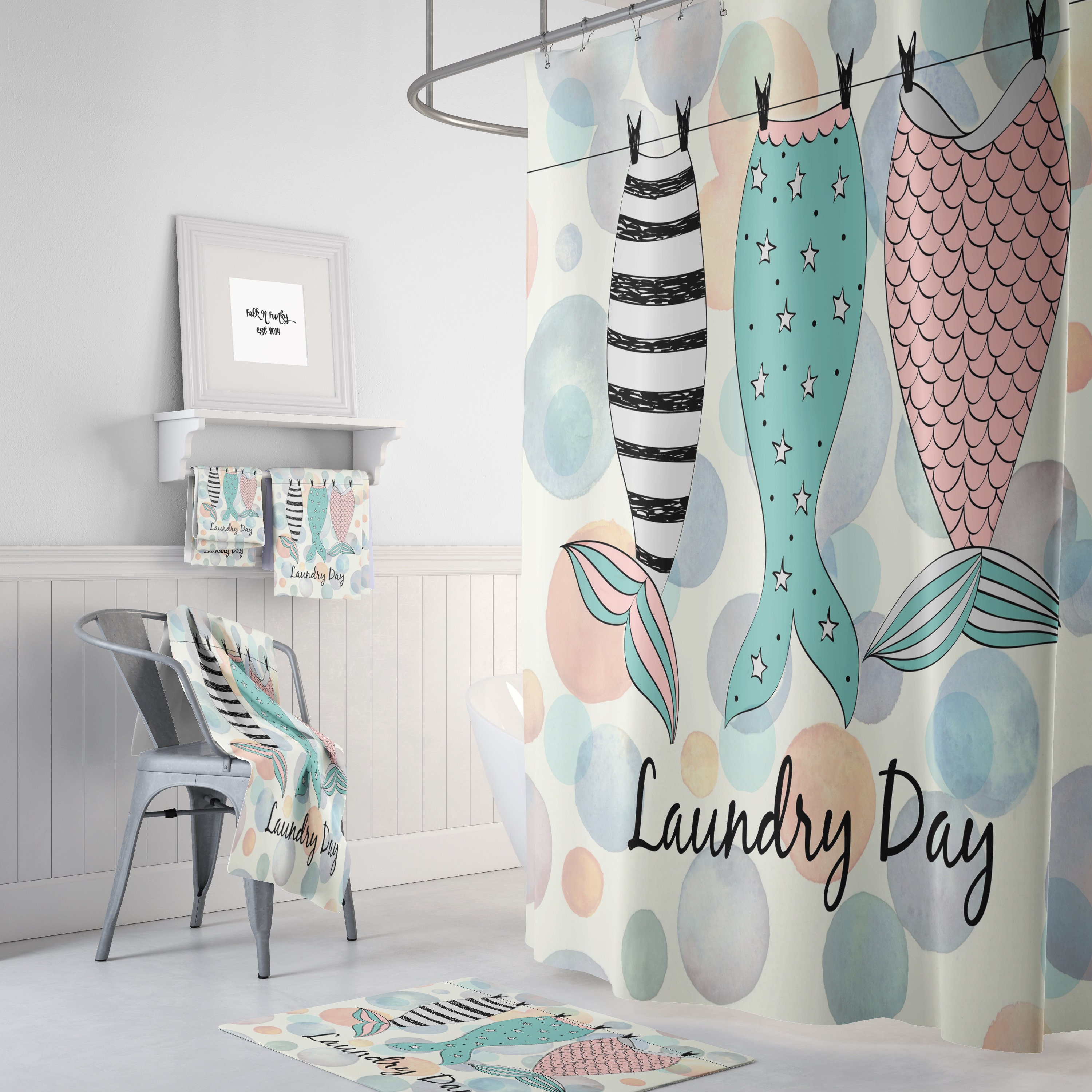 Mermaid Tail Shower Curtain with Mermaid Bathroom Decor, Perfect for Mermaid Lovers