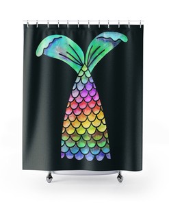 Mermaid Tale Shower Curtain, Dorm Room Decor, Bathroom Decor, Bath Curtain, Girl's Bathroom | Disney Blanket