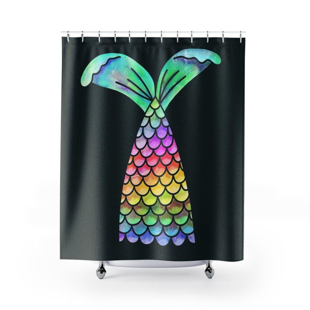 Mermaid Tale Shower Curtain, Dorm Room Decor, Bathroom Decor, Bath Curtain, Girl's Bathroom | Disney Blanket