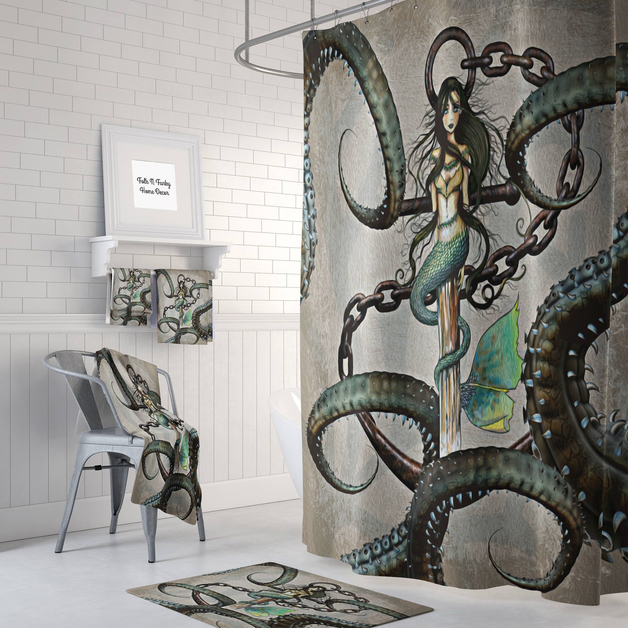 Mermaid and Octopus Shower Curtain |Disney Blanket