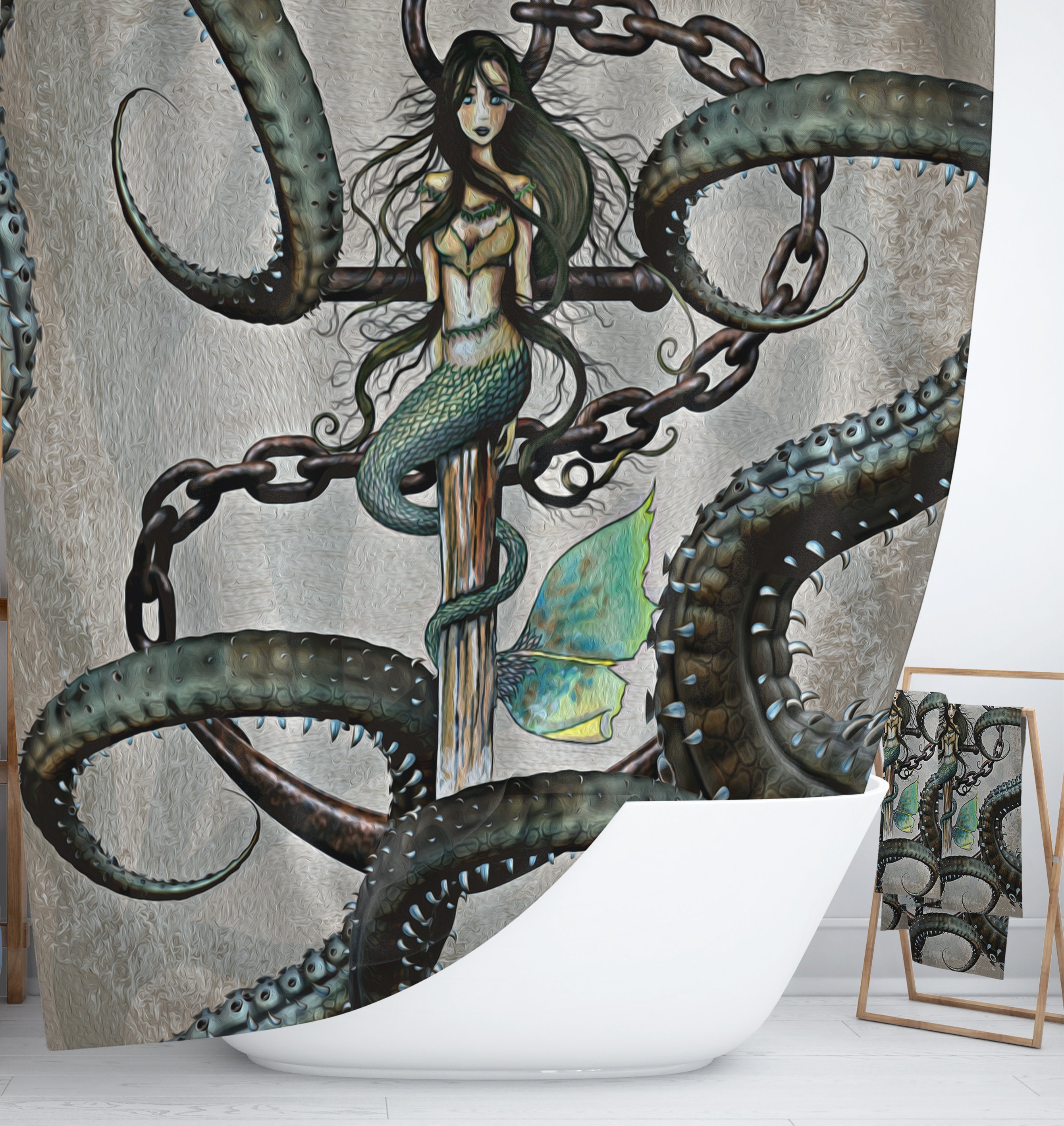 Mermaid and Octopus Shower Curtain |Disney Blanket - Image 2
