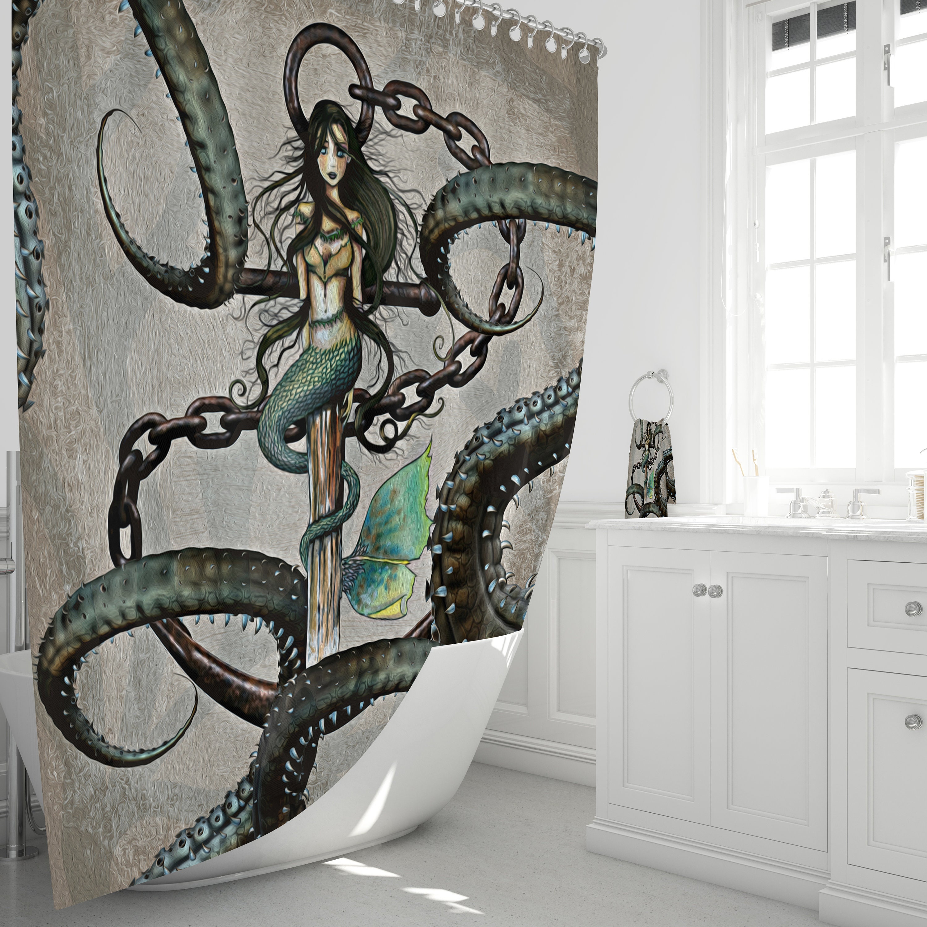 Mermaid and Octopus Shower Curtain |Disney Blanket - Image 4