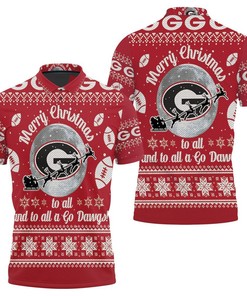Merry Christmas Georgia Bulldogs Polo Shirt with All Over Print Design for Dawg Lovers