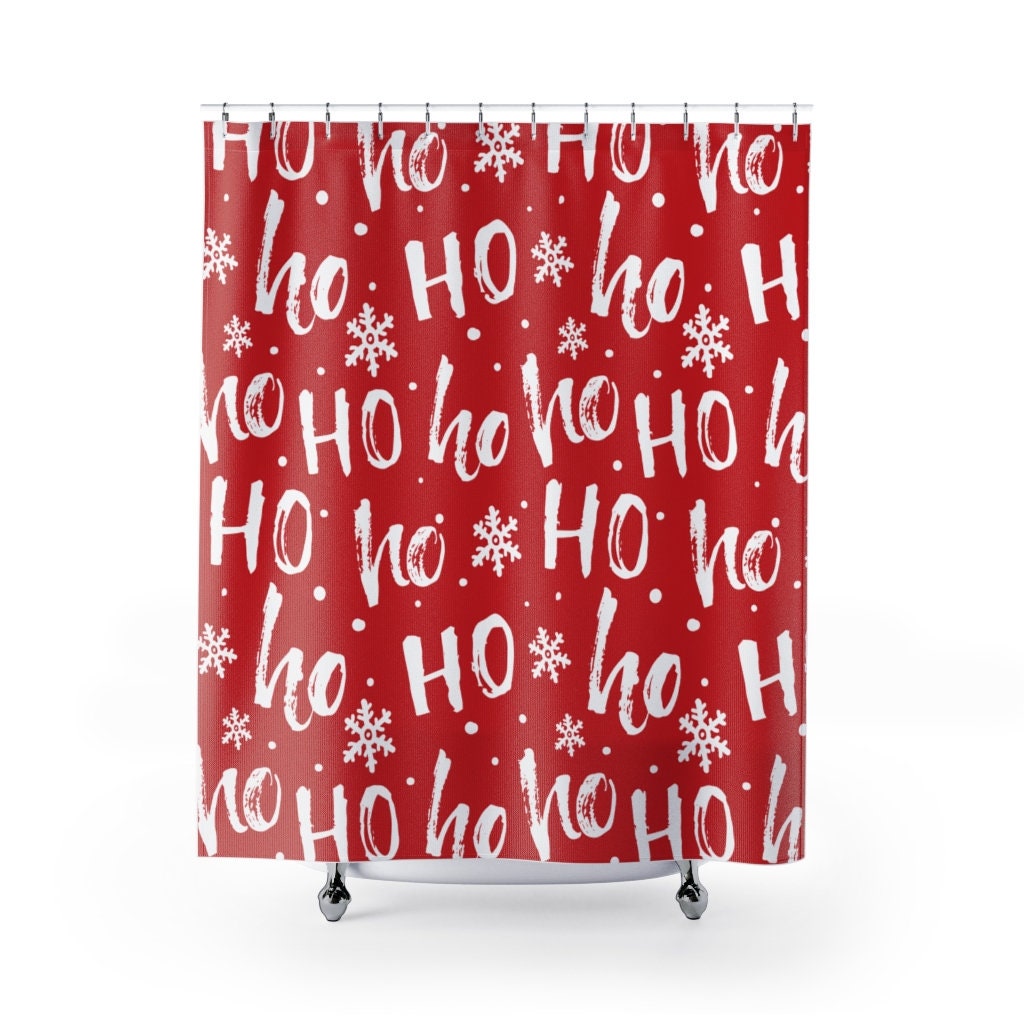 Merry Christmas Holiday Ho Ho Shower Curtain with Santa Claus