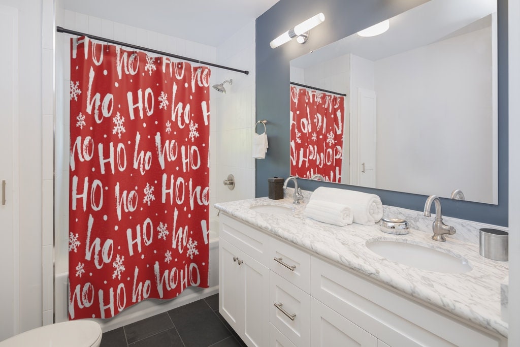 Merry Christmas Holiday Ho Ho Shower Curtain with Santa Claus - Image 2