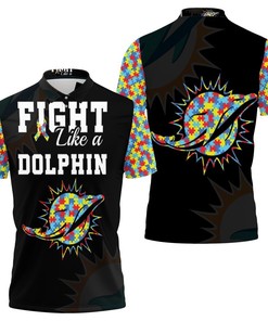 Miami Dolphins Autism Support Polo Shirt - All Over Print 3D T-Shirt with Athleisure Collar and 3D Printed Design