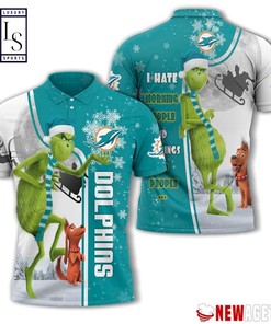 Miami Dolphins Grinch Steals Christmas with Athleisure Polo Shirt