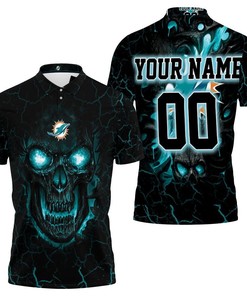 Miami Dolphins Lava Skull Personalized 3D All Over Print Polo Shirt with Breathable Fabric