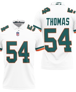 Miami Dolphins Zach Thomas #54 3D White Polo Shirt in All Over Print Design