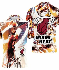 Miami Heat Lava Skull 3D All Over Print Polo Shirt featuring Lebron James SLAM DUNK Watercolor