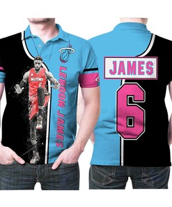 Miami Heat Lebron James 6 Pays Tribute to an NBA Legend with Warm-Up Inspired 3D Designed Allover Polo Shirt