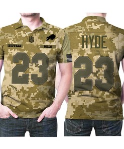 Micah Hyde with Nfl American Football Team Logo Camouflage 3d Designed All-Over Polo Shirt