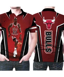 Michael Jordan 23 Legend Forever NBA Basketball Team Logo 3d Designed Allover Polo Shirt for Bulls Fans