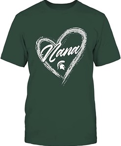 Michigan State Spartans Heart Shape Nana University Team Logo Gift Shirt