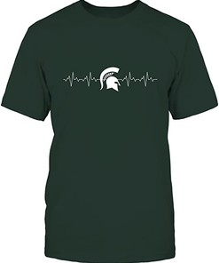 Michigan State Spartans Heartbeat College Team Logo Graphic Shirt, Perfect For Spartan Fans