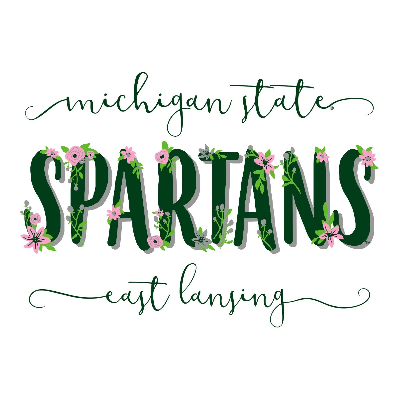 Michigan State Spartans Hibiscus Pattern Blocks Msu Spartans, Michigan State University Sweatshirt - Image 2