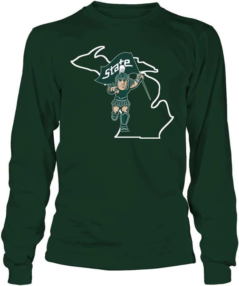 Michigan State Spartans Hoodie With Sparty In State Outline Design, Perfect For Spartan Fans