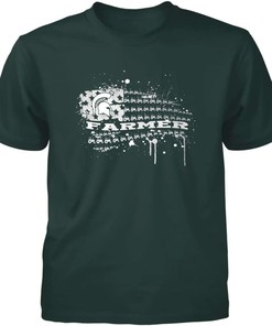 Michigan State Spartans Shirt With Farmer Tractor Inside Distressed Nation Flag Design, Perfect For Spartan Fans
