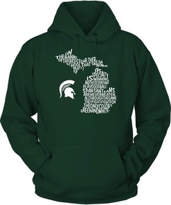 Michigan State Spartans Shirt With Fight Song Inside State Map Design, Perfect For Spartan Fans