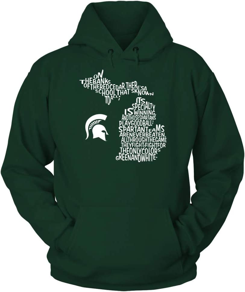 Michigan State Spartans Shirt With Fight Song Inside State Map Design, Perfect For Spartan Fans