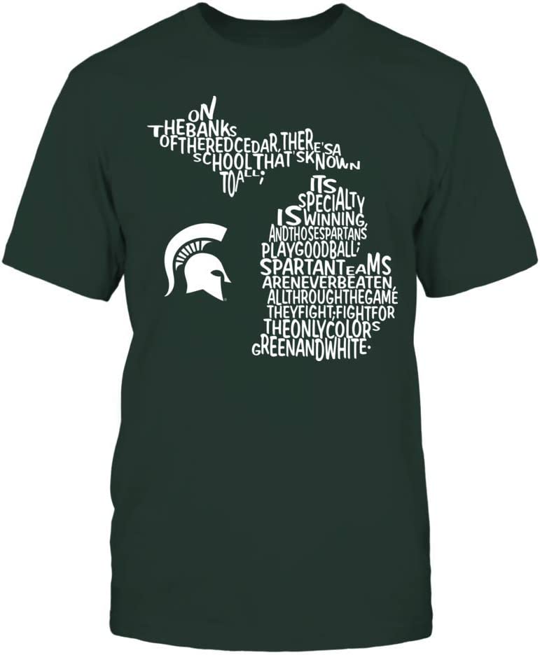 Michigan State Spartans Shirt With Fight Song Inside State Map Design, Perfect For Spartan Fans - Image 2