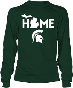 Michigan State Spartans Shirt With Home With State Outline Design, Perfect For Spartan Fans