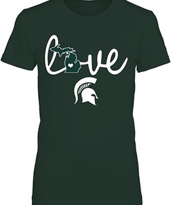 Michigan State Spartans Shirt With Love In State Outline Design, Perfect For Spartan Fans