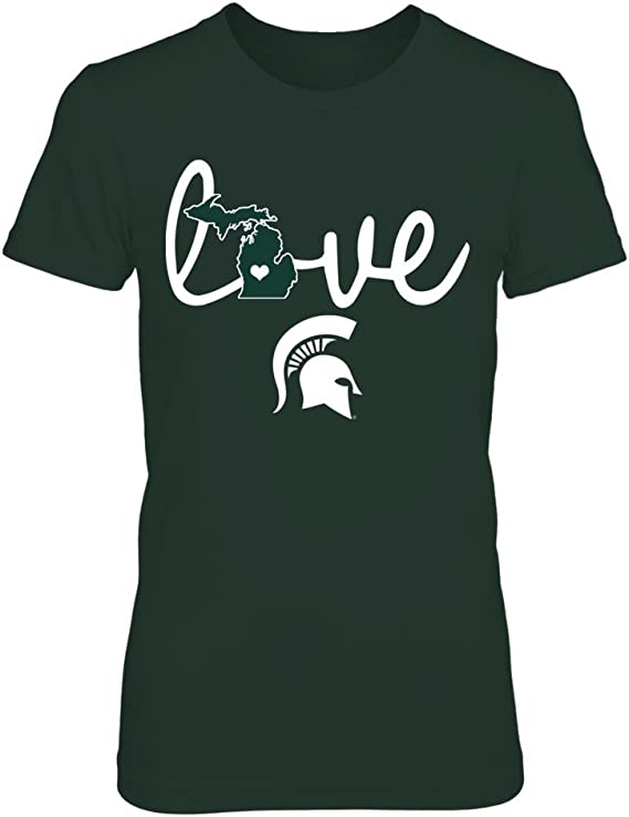 Michigan State Spartans Shirt With Love In State Outline Design, Perfect For Spartan Fans