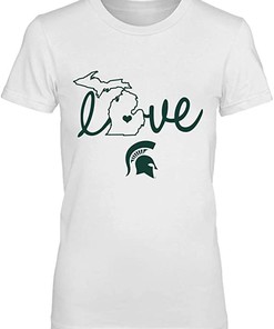 Michigan State Spartans Shirt With State Love Design, Perfect For Spartan Fans