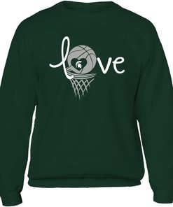 Michigan State Spartans Sweatshirt With Love Michigan State Basketball Design, Perfect For Spartan Fans
