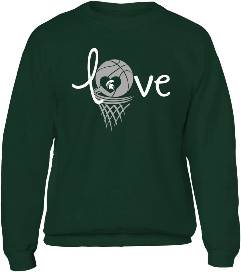 Michigan State Spartans Sweatshirt With Love Michigan State Basketball Design, Perfect For Spartan Fans