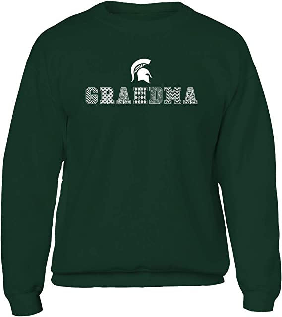 Michigan State Spartans Sweatshirt With Patterned Grandma Design, Perfect For Spartan Fans