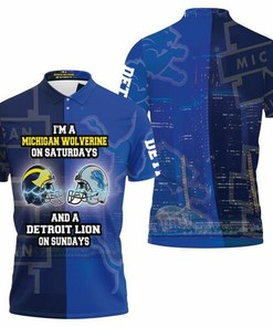 Michigan Wolverine on Saturdays and Detroit Lion on Sundays Fan Breathable Personalized 3D All Over Print Polo Shirt