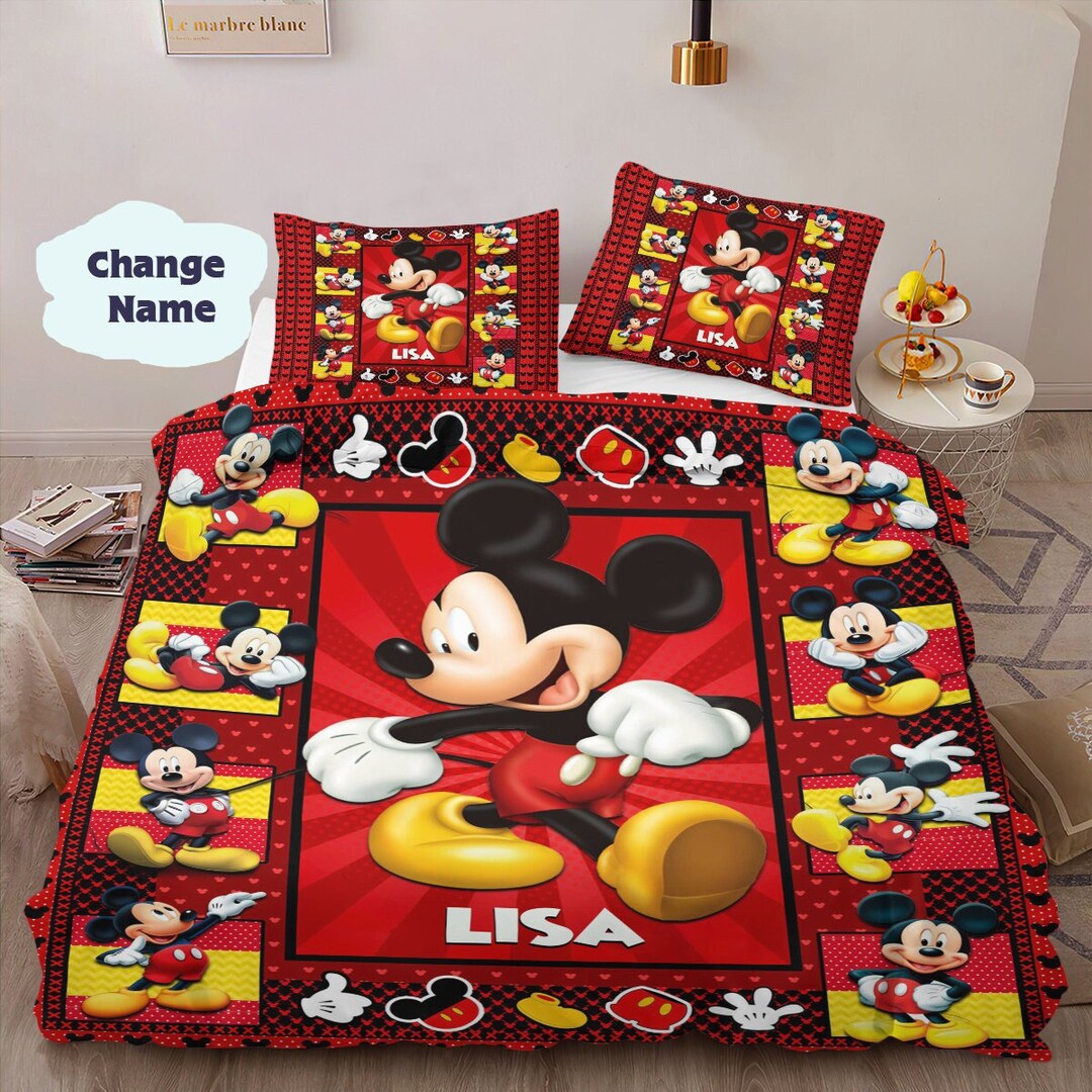 Mickey Mouse Quilt Blanket - Personalized Disney Bedding Set Gift