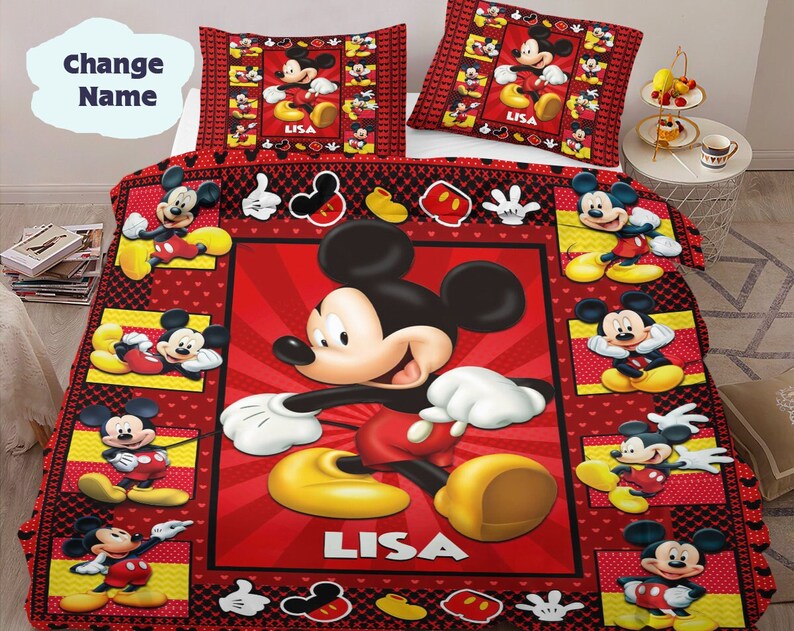 Mickey Mouse Quilt Blanket - Personalized Disney Bedding Set Gift - Image 2