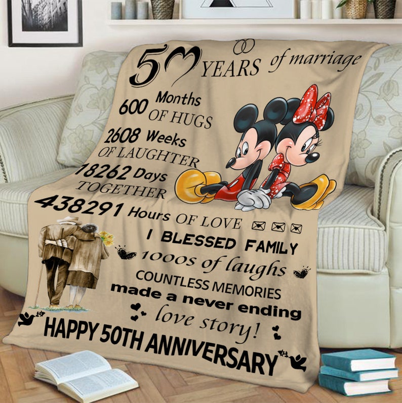 Mickey and Minnie Mouse Sherpa Fleece Disney Blanket, Perfect Anniversary Gift for Couples - Image 3