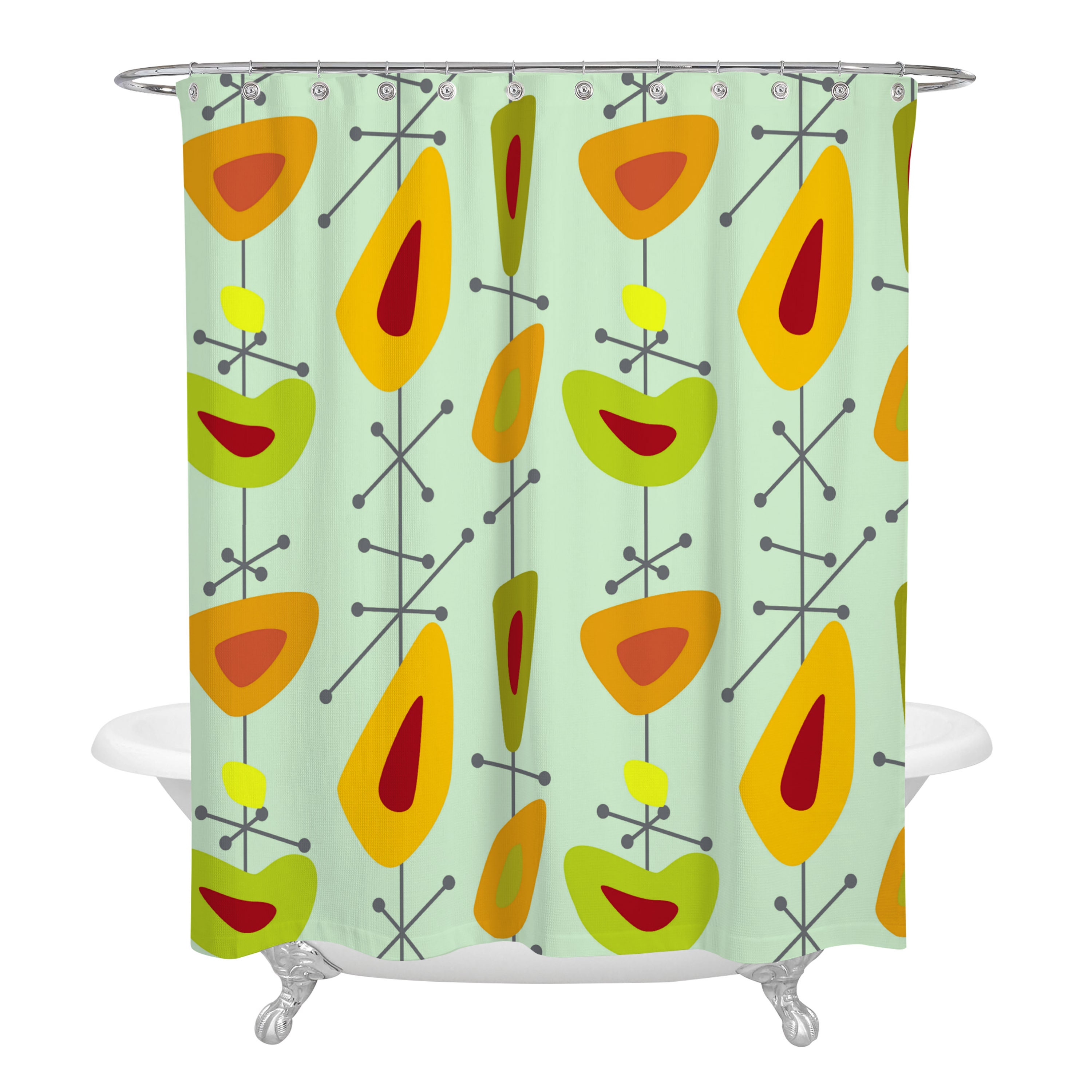 Mid Century Abstract Shower Curtain and/or Bathroom Set with Retro and Chic Design - Image 3