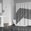 Mid Century Abstract Stripes Shower Curtain â€“Black and White Bath Curtain with Bold Design for Modern Bathroom Decor