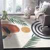 Mid Century Boho Area Rugs with Abstract Arch Sun Geometric Art Indoor Non-Slip Kids Rug in 70s Style.