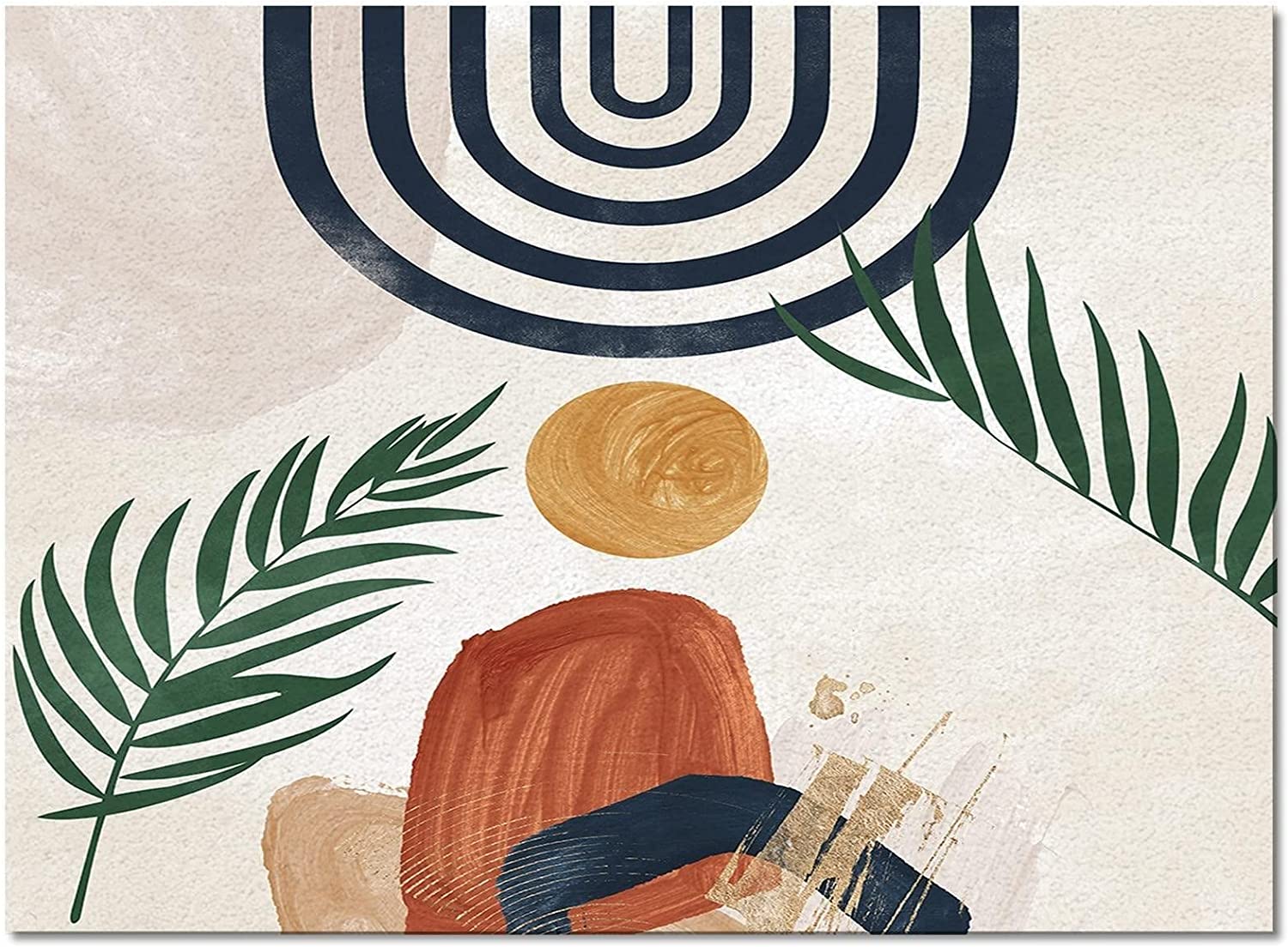 Mid Century Boho Area Rugs with Abstract Arch Sun Geometric Art Indoor Non-Slip Kids Rug in 70s Style. - Image 3