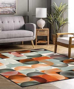Mid Century Geometric Abstract Square Rug with Boho Style for Stylish Home Decor