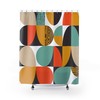 Mid Century Geometric Retro Boho MCM Home Decor Shower Curtain in Orange/Teal/Black/Mustard Yellow/Beige