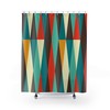 Mid Century Modern Abstract Retro Shower Curtain - Teal Brown Cream Burnt Orange MCM Home Decor
