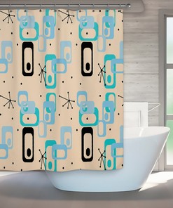 Mid Century Modern Atomic Bath Shower Curtain for Your Retro Bathroom