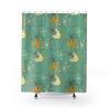 Mid Century Modern Atomic Boomerang Blue Grass Retro MCM Home Decor Shower Curtain with Modern Appeal