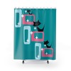 Mid Century Modern Atomic Cat Shower Curtain with Retro